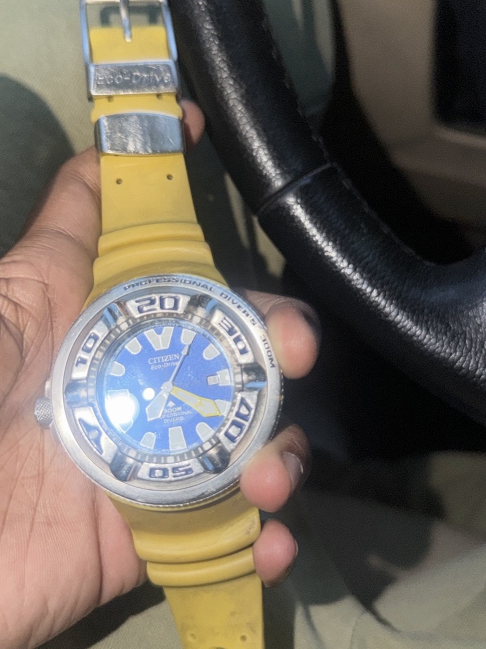 Citizen Men’s Blue Dial Yellow Strap Dive Watch